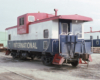 Red-white-and-blue Bicentennial caboose