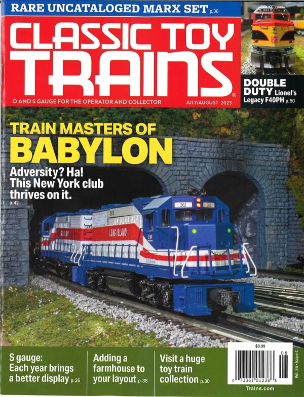 the cover of Classic Toy Trains July August 2023
