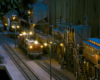 evening scene with steam locomotive on garden railway
