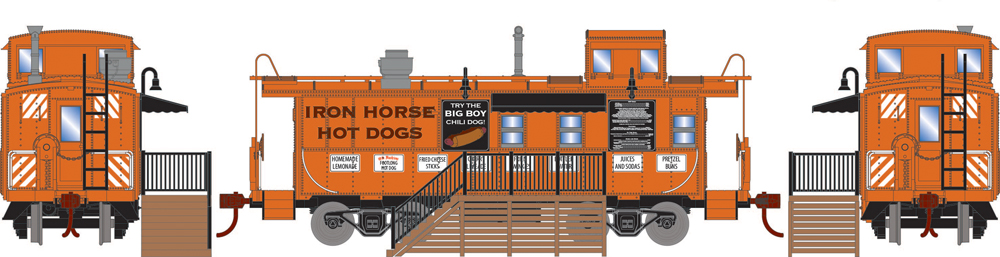 An image of a model caboose converted to a concession stand