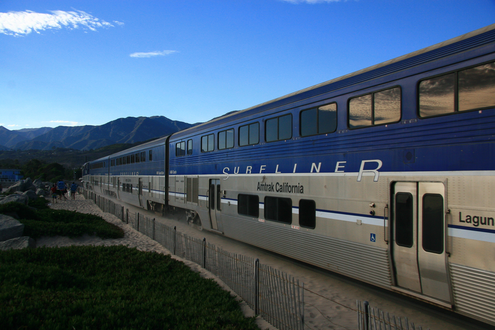 side view of Amtrak train