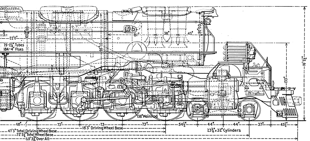A portion of the locomotive erecting drawing for the Union Pacific Big Boy locomotives