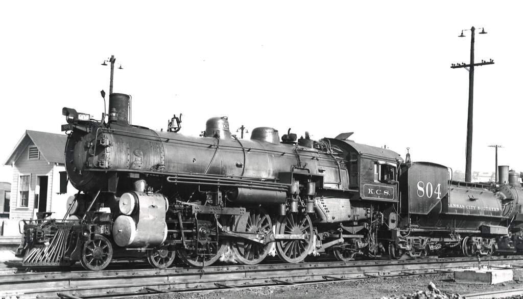 Black and white photo of Kansas City Southern passenger steam locomotive