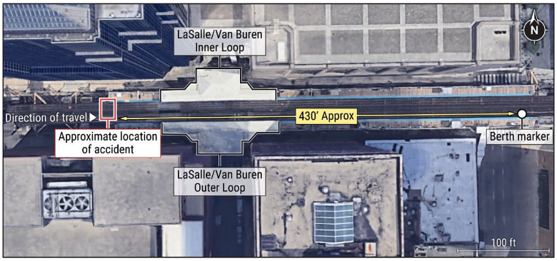 Aerial view of downtown Chicago transit station