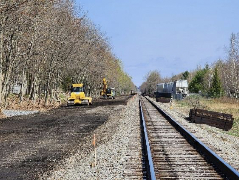 Grade for new track next to existing railroad track