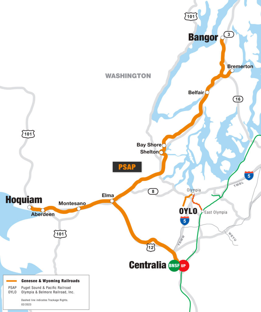 Map of the Puget Sound & Pacific Railroad