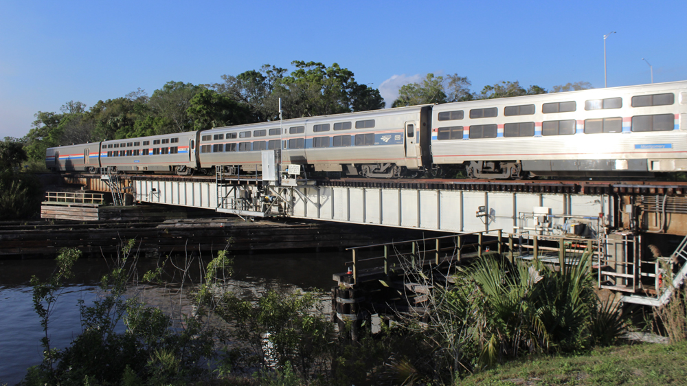 Passenger cars on bridge