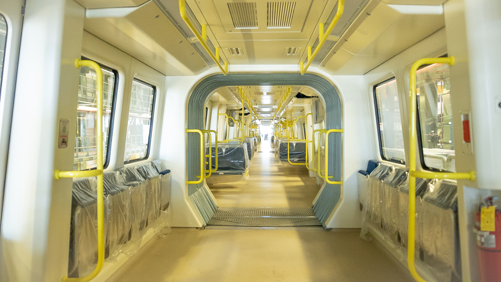 Interior of light rail train
