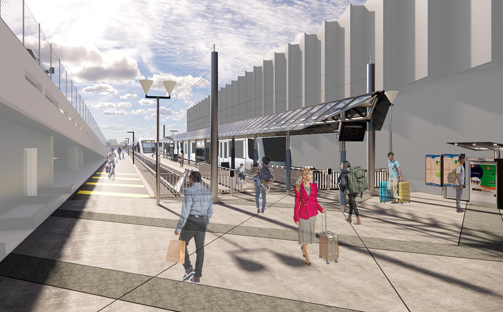 Rendering of light rail station