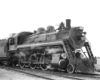 Example of steam Algoma Central locomotives standing in yard