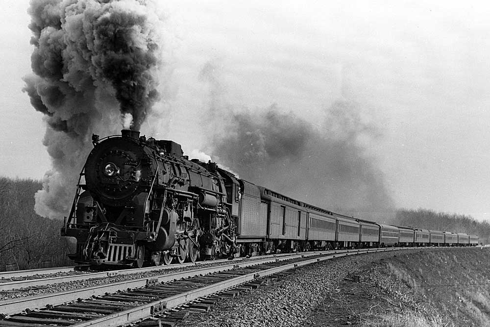 Example of Boston & Albany’s J2 Hudson steam locomotive on a passenger train