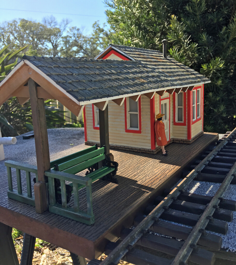 model station with covered platform