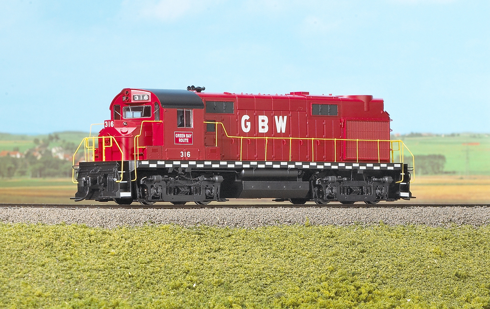 Model of a red diesel locomotive