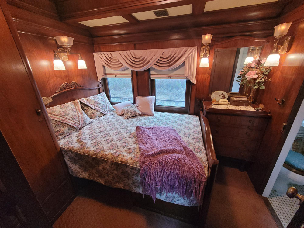 Ornate bedroom in private car