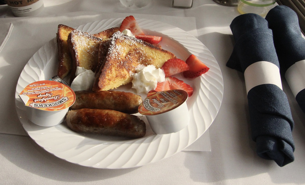 French toast breakfast in dining car