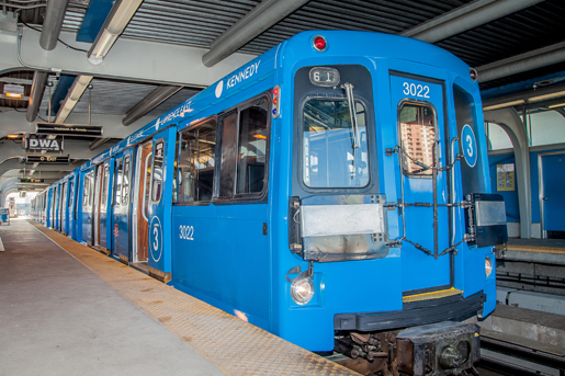 Blue rail rapid transit train