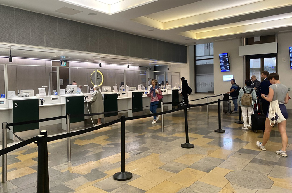 Ticket office at train station in England