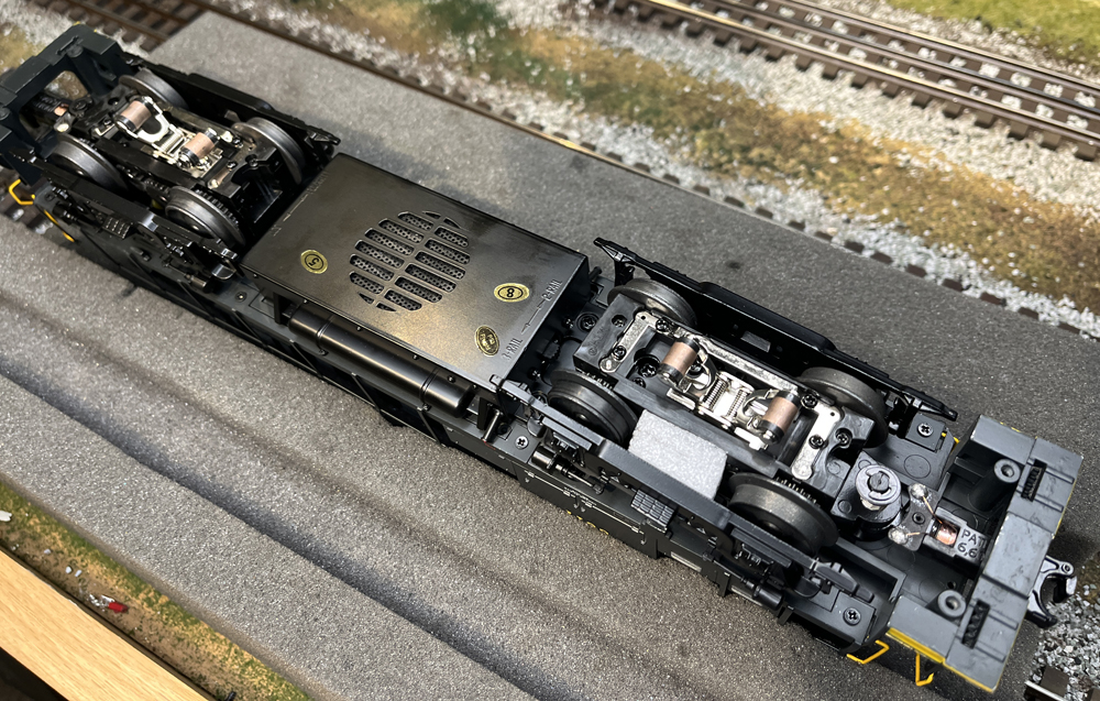 underside of model train