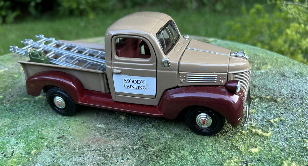 tan and maroon painting company truck model