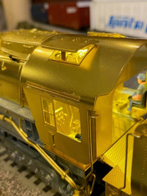 Lionel Brass Hybrid Challenger cab detail looking into side window