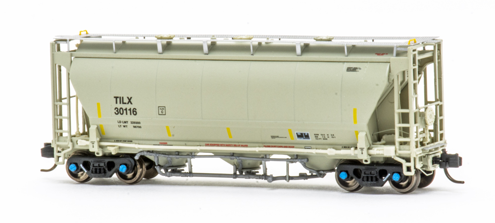 Color image of N scale covered hopper on white background.