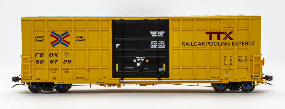 Side view of HO scale boxcar.