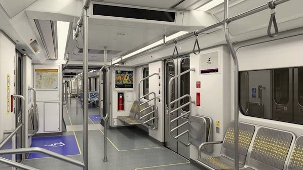 Interior of subway car