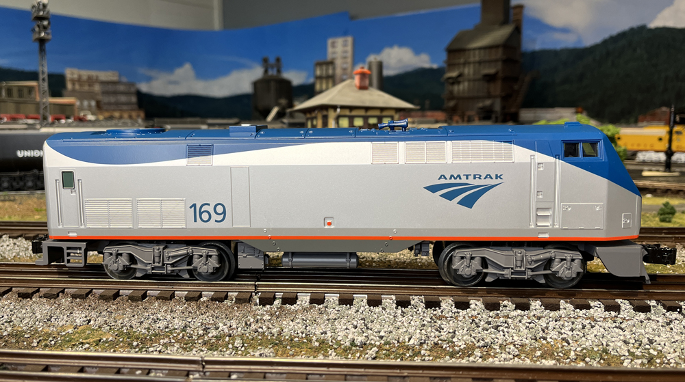 blue and silver locomotive