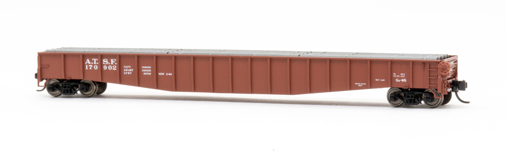 Color photo of N scale gondola painted mineral brown.