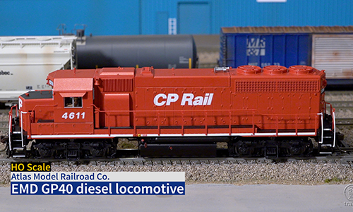 Title screen of Atlas HO scale EMD GP40 review video.