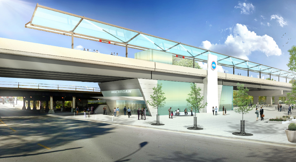 artist rendering of proposed train station