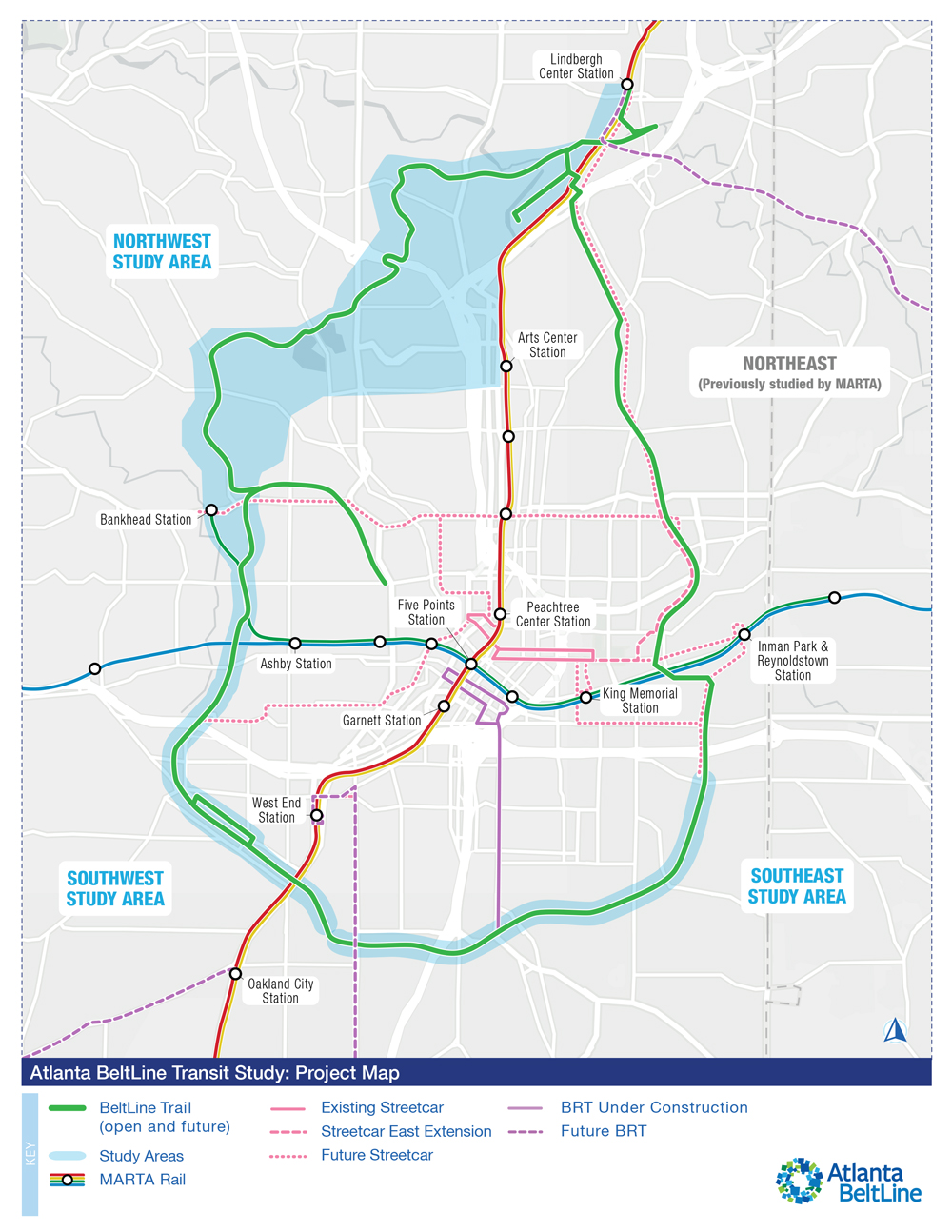 Transit study map in Atlanta, Georgia.