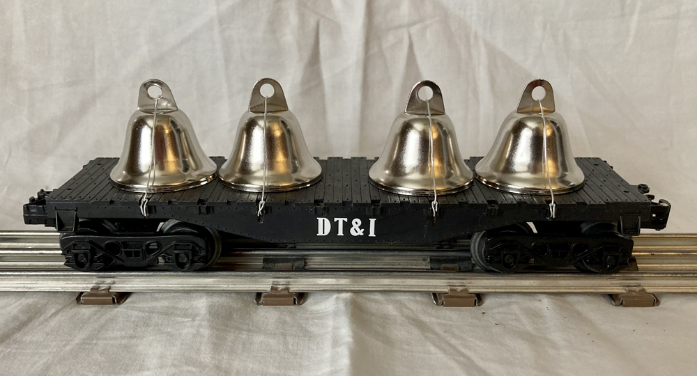 model flatcar with load of bells