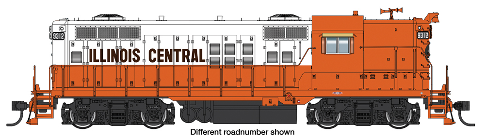 A model locomotive in a white and orange paint scheme