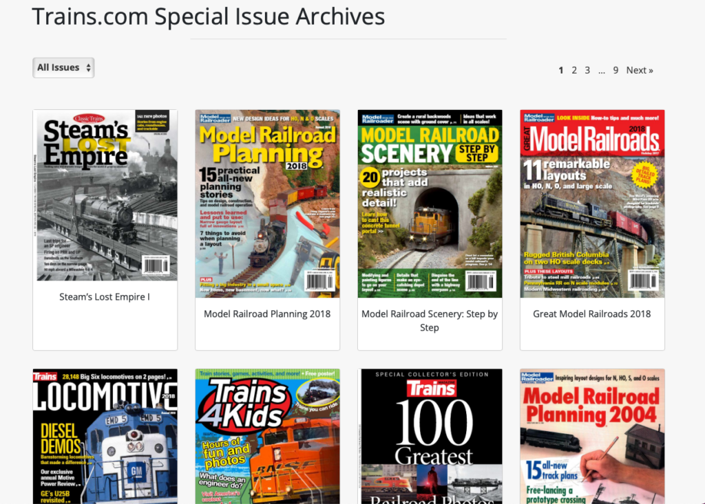 screen shot of magazine issue archive 