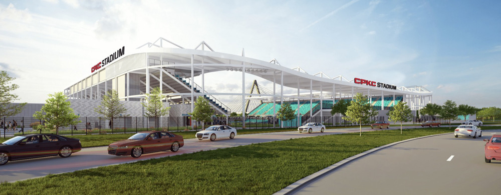 Ground-level illustration of new stadium