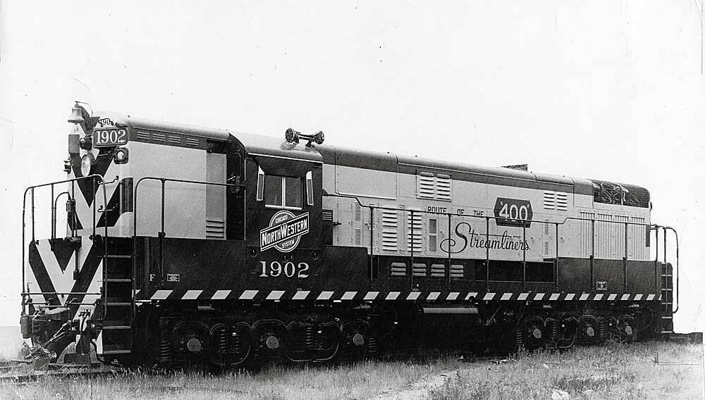 Diesel Chicago & North Western locomotives awaiting delivery