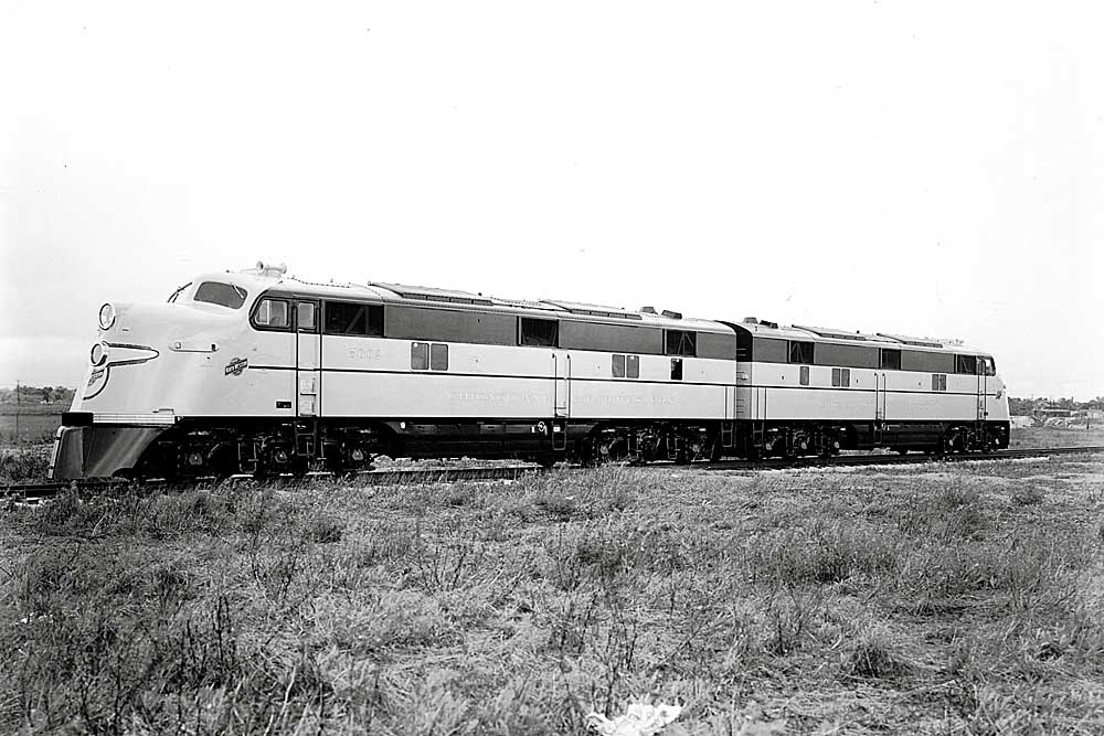 Diesel Chicago & North Western locomotives awaiting delivery