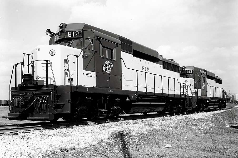 Diesel Chicago & North Western locomotives awaiting delivery