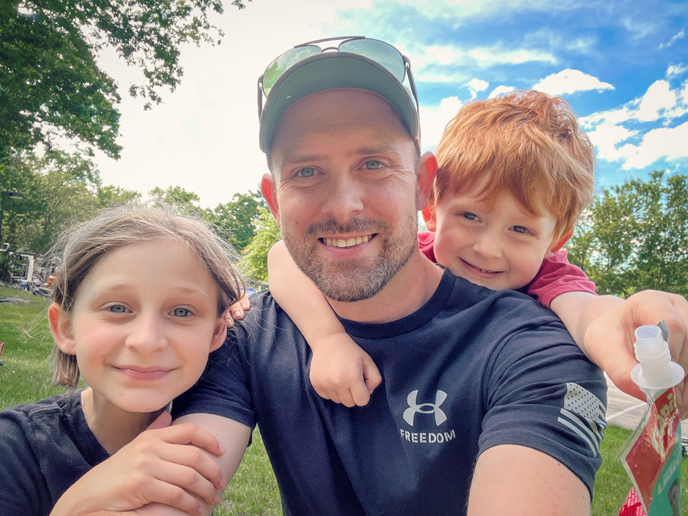 dad with two younger children