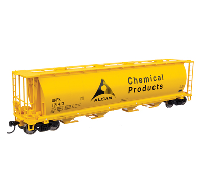 An image of a model freight car in a yellow paint scheme