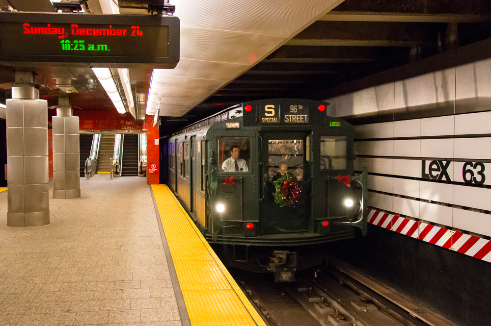 Vintage subway train in station