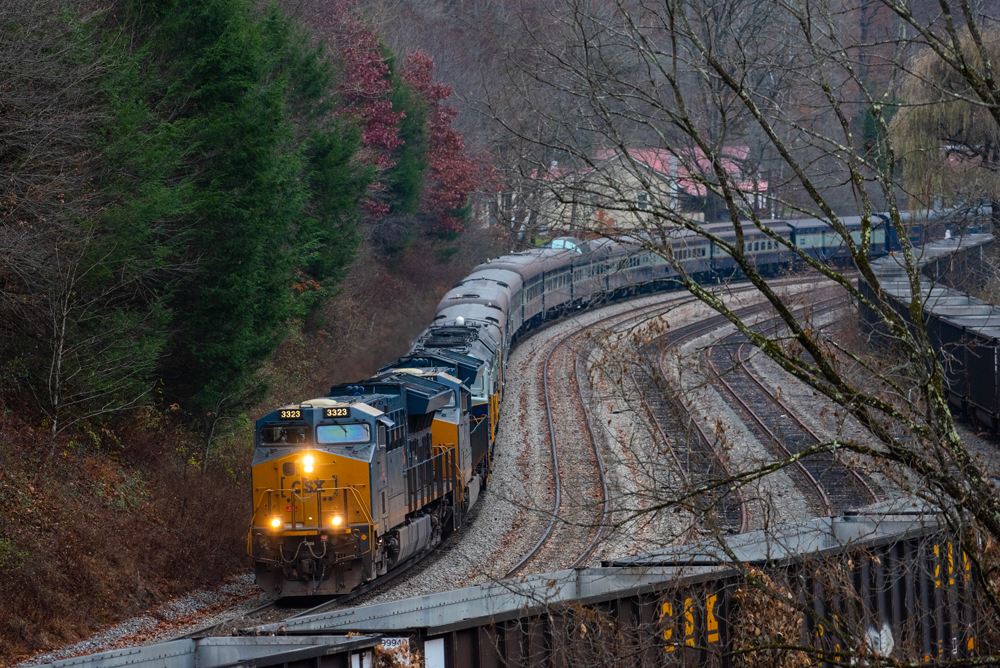 Long passengr train on curve