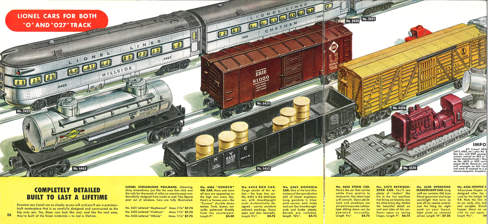 spread of vintage Lionel catalog art