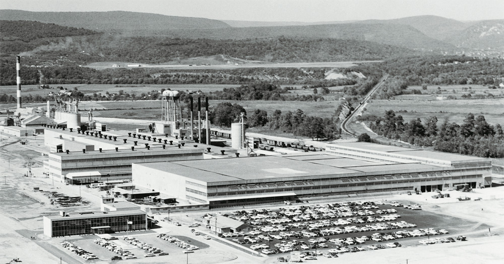 Aerial photo of a prototype glass plant