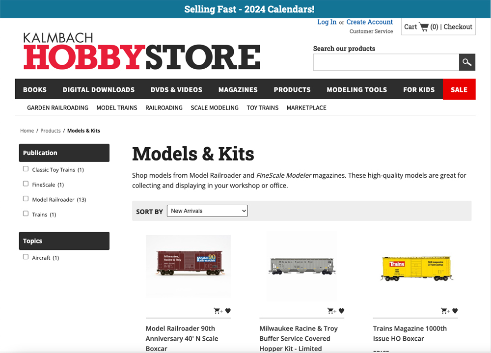 Screen capture of online retailer website