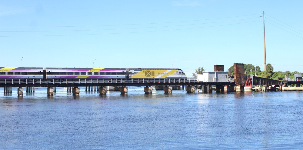 Passenger train on bridge