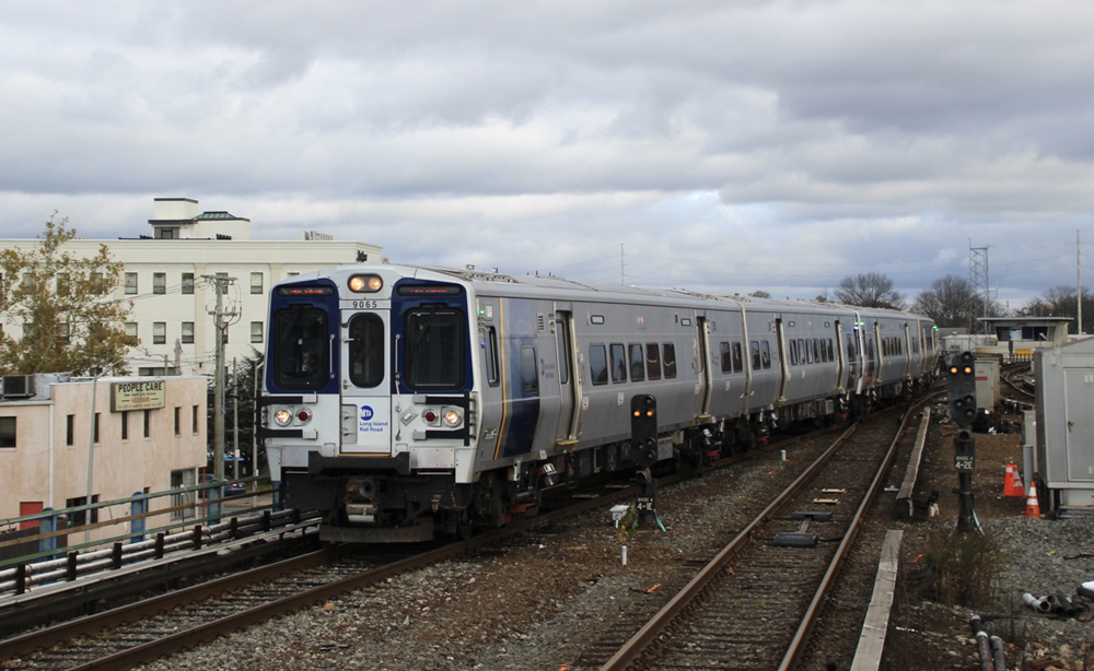 Long Island Rail Road train arrives at station