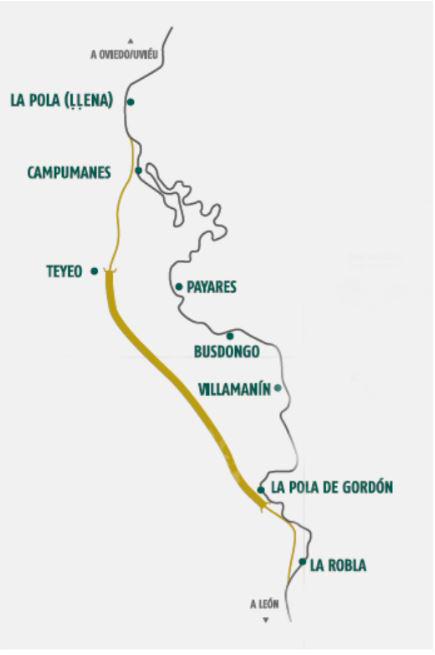 Map of rail route in Spain