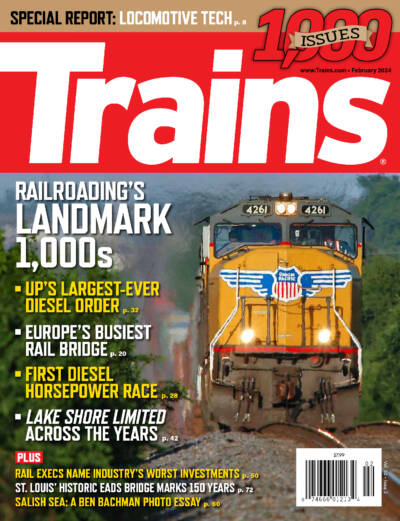 Trains Magazine 1,000 issue cover.